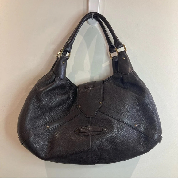 COLE HAAN Large Baguette Shaped With 3 Compartments Gold Hardware Shoulder  Bag - Picture 12 of 16